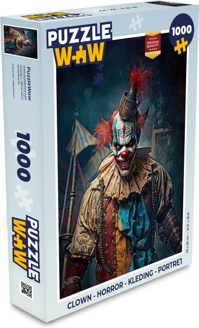 Puzzel Clown - Horror - Kleding - Portret - Legpuzzel - Puzzel 1000 stukjes volwassenen