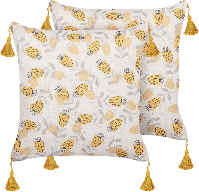 ABUTILON - Sierkussen set van 2 - Lichtbeige - 45 x 45 cm - Polyester