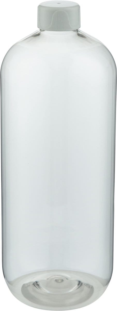 Lege plastic fles 1 liter PET transparant - met witte dop - set van 10 stuks - navulbaar - Leeg