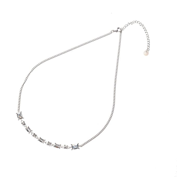 Go Dutch Label Collier schakel en gekleurde stenen Silver N2738-1