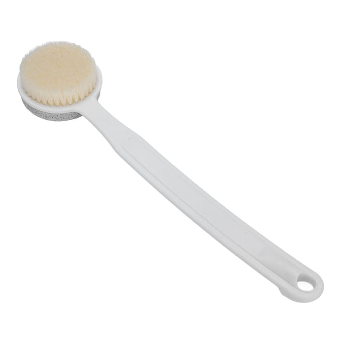 Pierre Ponce 2 en 1 et Brosse de Douche Manche Long Lave-pieds Brosse pour le Corps avec Trou de Suspension white