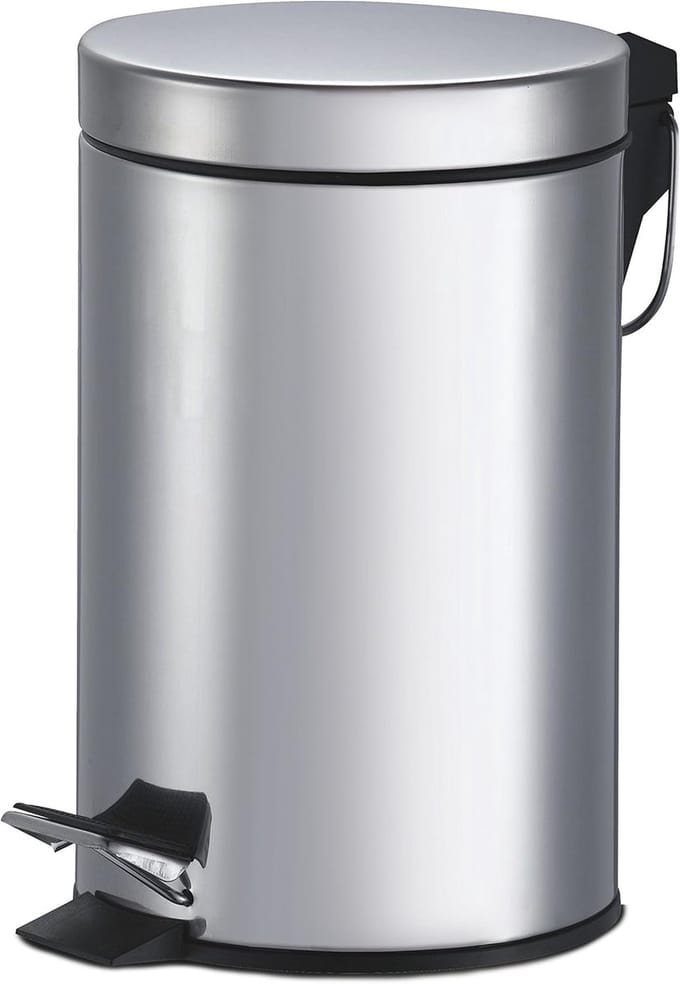 Ronde Stalen Prullenbak met Pedaal - 3 Liter
