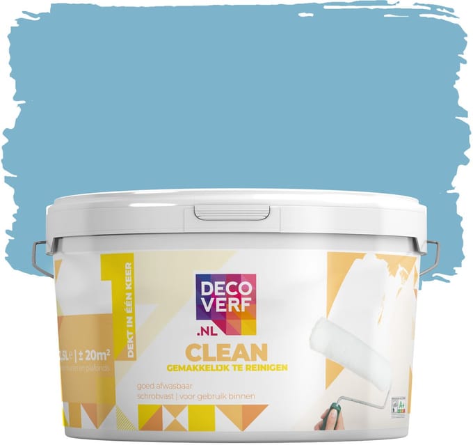 Decoverf clean muurverf confetti blauw, 2.5L
