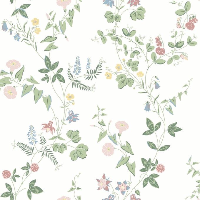 Boråstapeter Vliesbehang 7680 - Falsterbo III - Botanisch Wit - 53cm x 10.05m