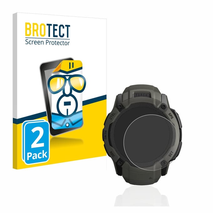 BROTECT - Screenprotector voor Garmin Instinct 2X Solar - Folie Beschermfolie transparant 2 Stuks
