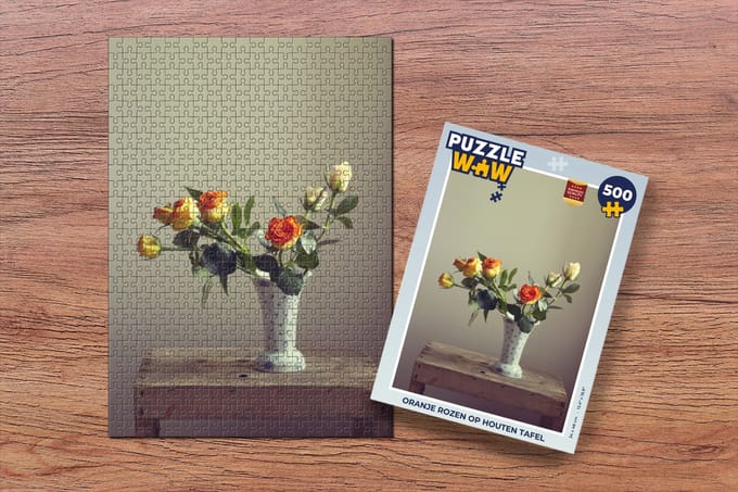Puzzel Rozen - Oranje - Hout - Legpuzzel - Puzzel 500 stukjes