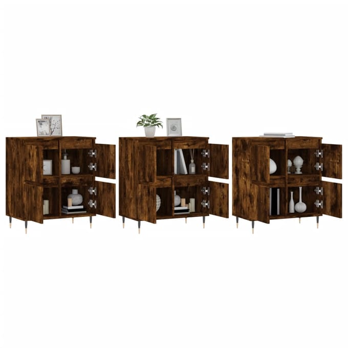 vidaXL - Dressoirs - 3 - st - bewerkt - hout - gerookt - eikenkleurig