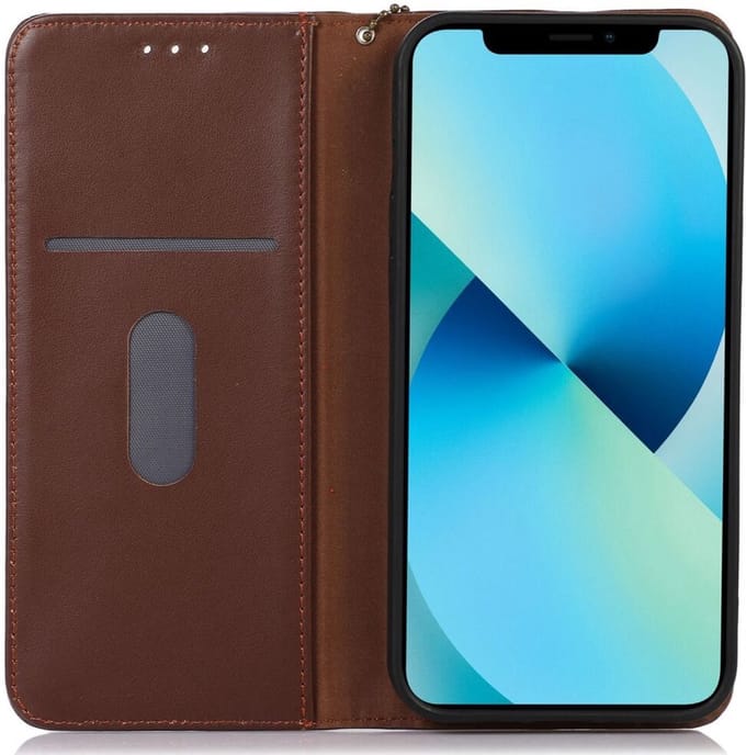 Geschikt voorApple iPhone 15 Plus Hoesje RFID Portemonnee Book Case Leer Bruin