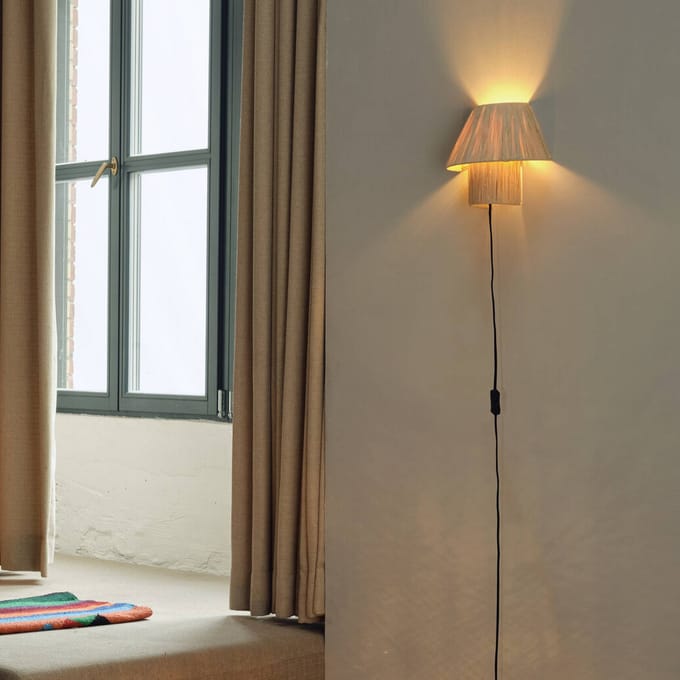 OSRAM Decor decoratieve wandlamp met bamboe lampenkap, 280 mm, E27 fitting, IP20, bruin