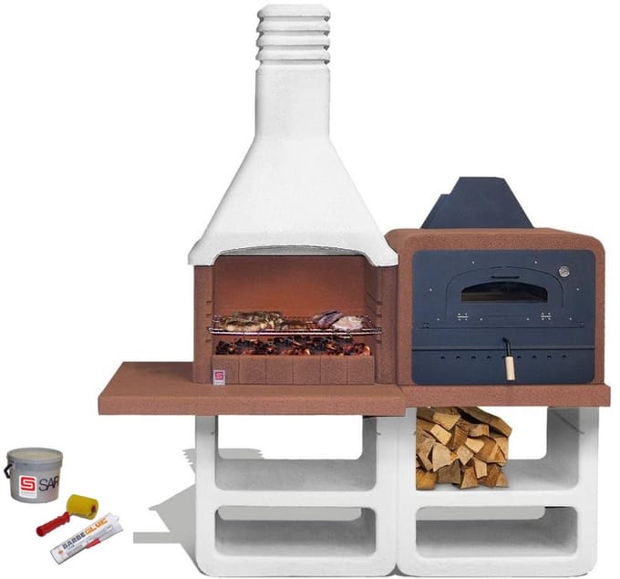 Sarom Fuoco - Betonnen barbecue - Pizzaoven - Laros - Complete set - Inclusief kit en verf