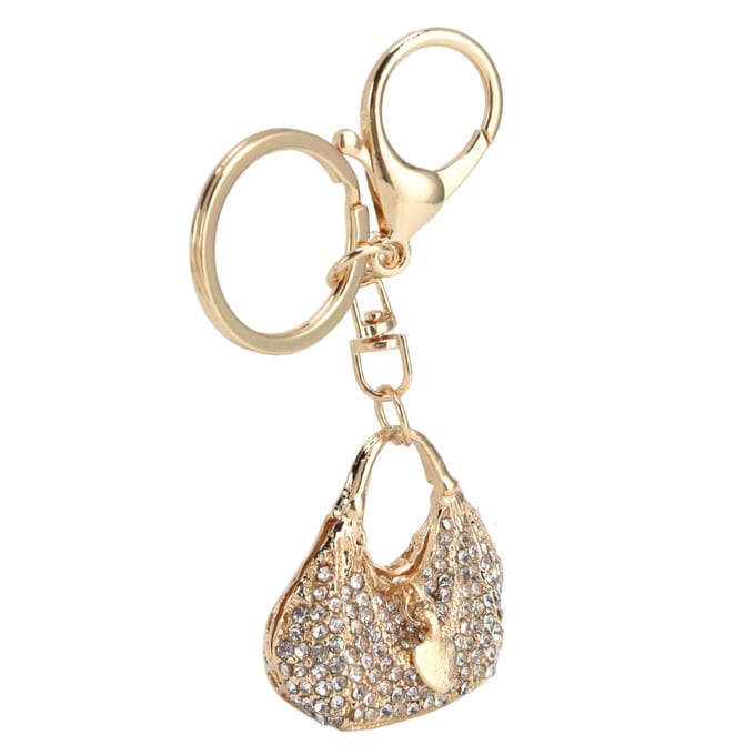 Strass Sleutelhanger Dames Handtas Vorm Unieke Sieraden Tas Portemonnee Hanger Accessoires beige