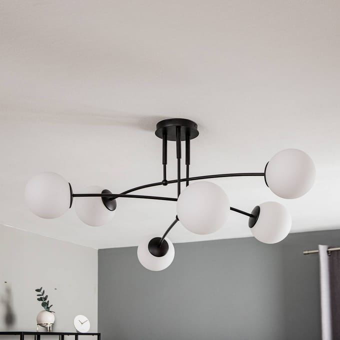 EMIBIG LIGHTING Plafondlamp Pregos 6 in zwart, 6-lamps