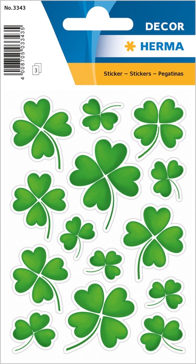 HERMA 3343 Stickers DECOR Klavertje vier 3 vel
