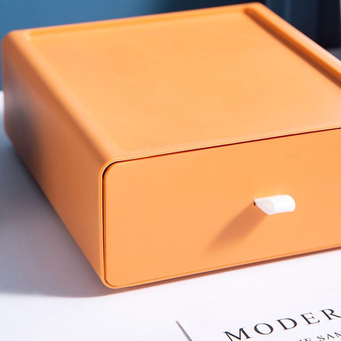 Bureaublad opbergdoos lade ontwerp sterke dragende stapelbare bureau organizer opbergdoos voor oranje