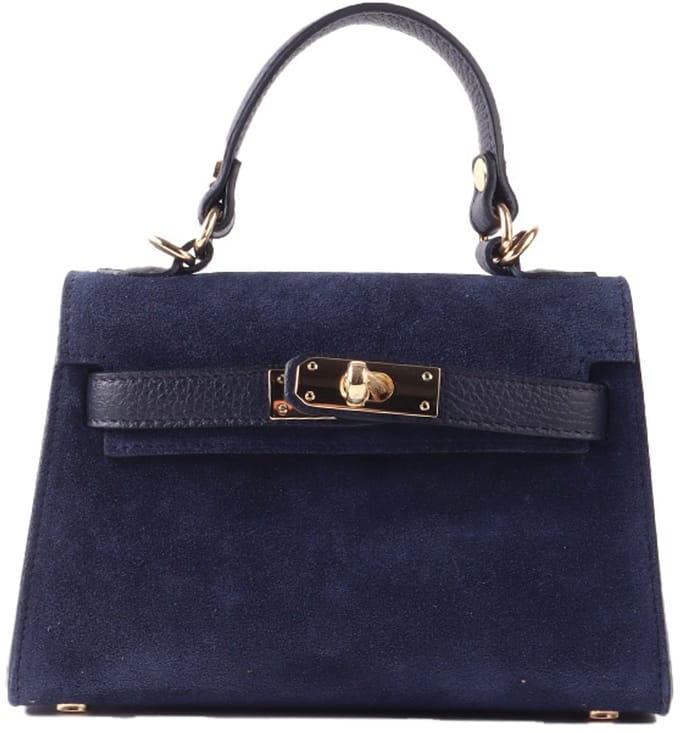 Giuliano lederen Suede handtas Meluna - Made in Italy - Donker blauw
