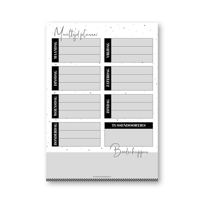 MOODZ design | Maaltijdplanner | Meal planner | Eetdagboek | Menuplanner | Weekmenu | A5 formaat | 50 pagina's