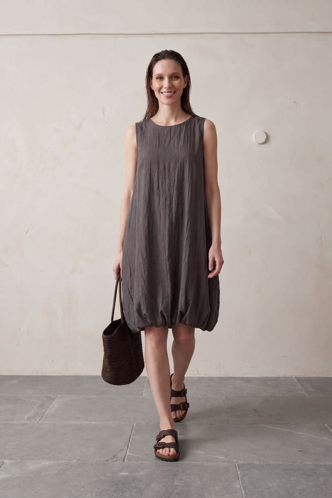Losse Mini-jurk in Textuur Lycocell