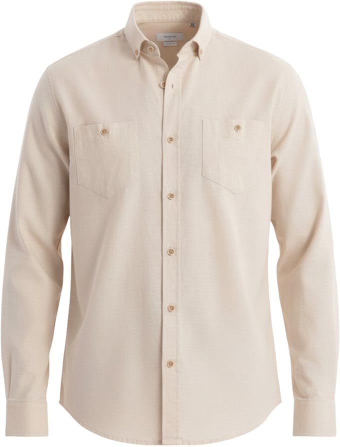OMBRE Overhemd - Regular Fit - Linnen - Lange Mouw Crème S