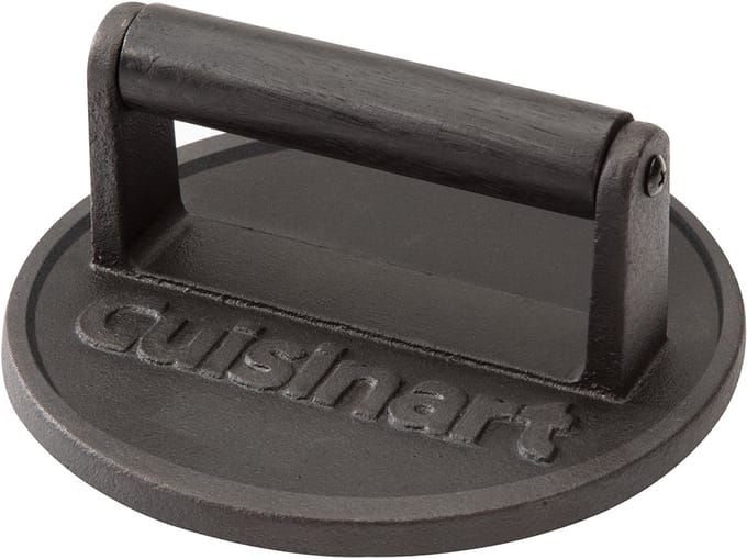 Cuisinart Hamburgerpers 17 cm - Smash Burger Pers van Gietijzer - Hamburger Maker Zwart - 846 gram