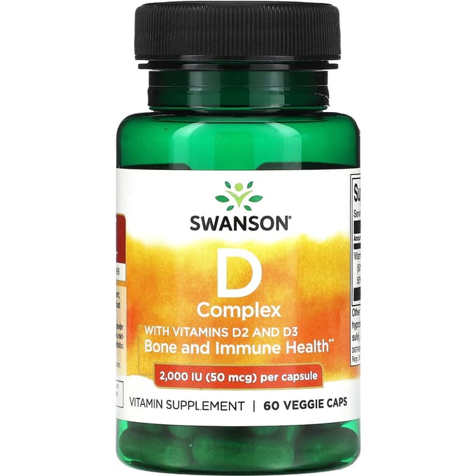 Contient de la vitamine D2 et de la vitamine D3, 50 mcg (2 000 UI), 60 capsules végétales