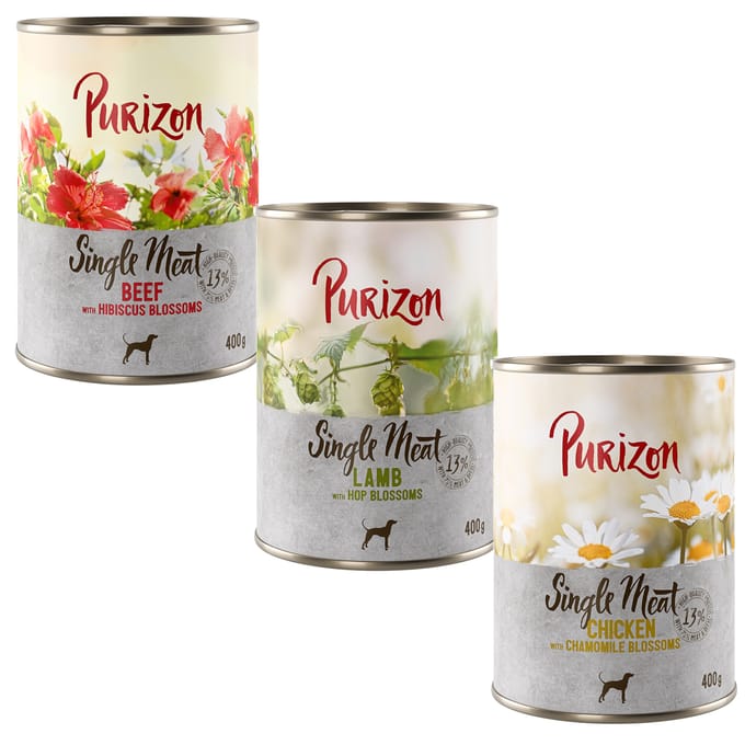 Purizon Single Meat 6 x 400 g - Mix: Kip, Rund, Lam