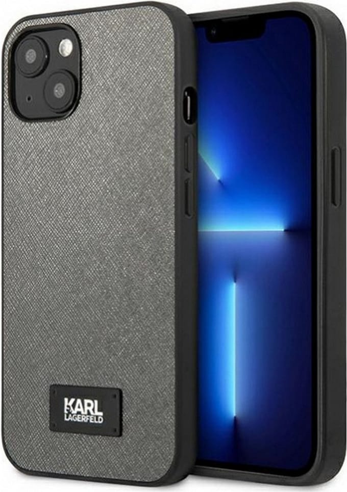 Karl Lagerfeld Saffiano Plaque Back Case - Apple iPhone 13 (6.1") - Grijs