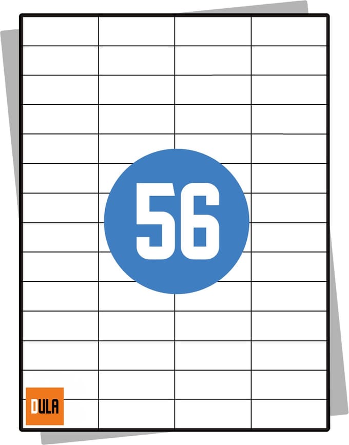 DULA Etiketten - Stickervellen A4 - 56 stickers per vel - 52,5 x 21,2 mm - 100 vel