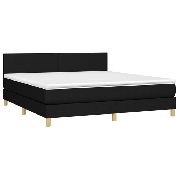 vidaXL - Boxspring - met - matras - en - LED - stof - zwart - 160x200 - cm