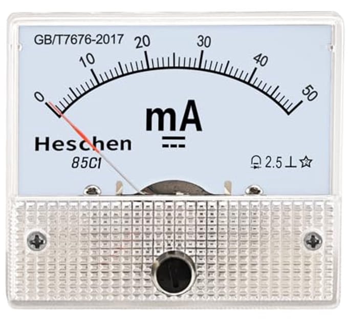 Rechthoekige Gemonteerde Ampèremeter Tester DC 0-50 mA Klasse 2.5