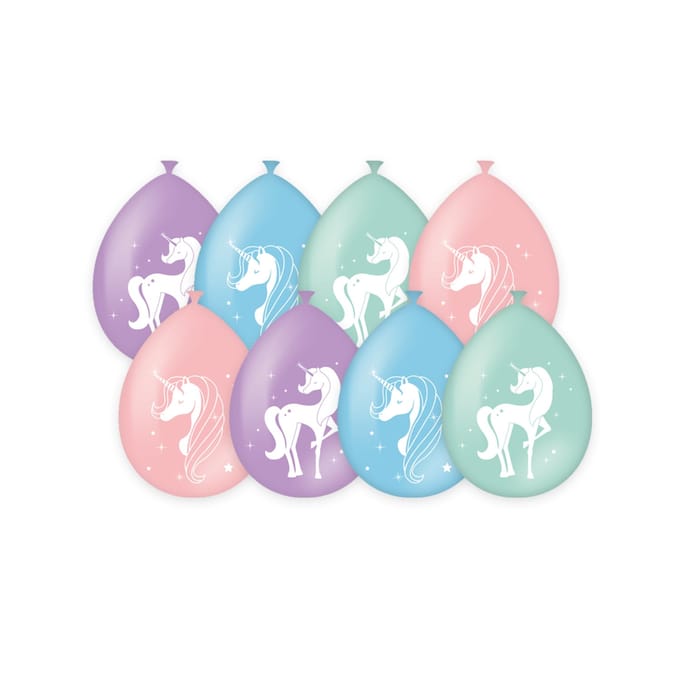 Ballonen Unicorn 30 cm 8 stuks pastel