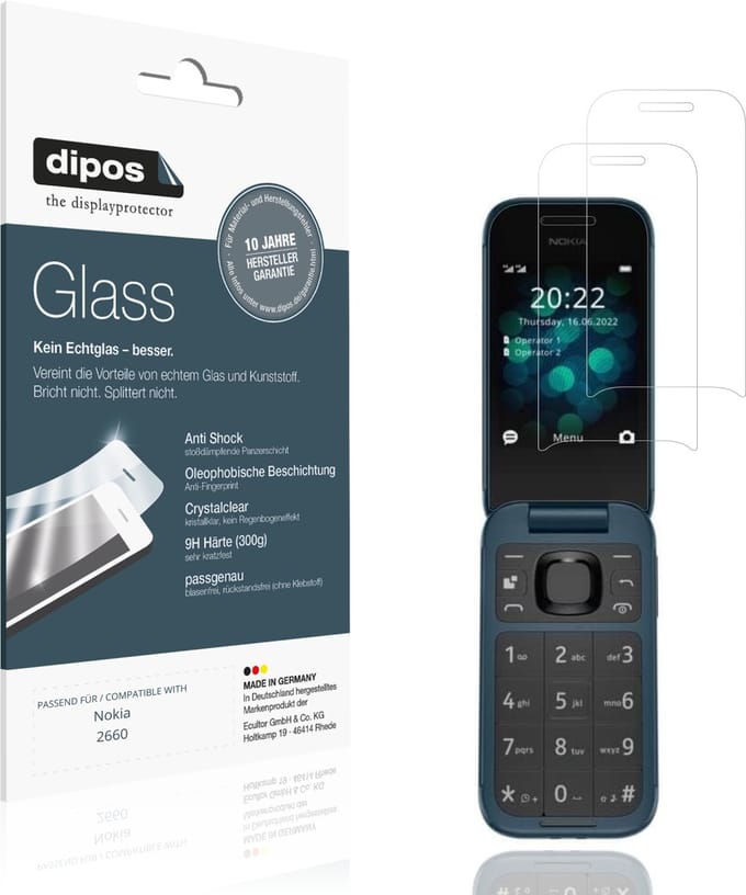 dipos – 2x Pantserfolie geschikt voor Nokia 2660 | 9H Screenprotector