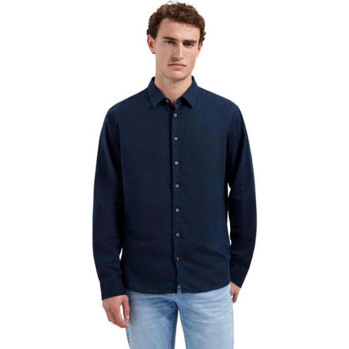 NO-EXCESS blauwe heren overhemd   Punt kraag   Regular fit   Knoopsluiting   Lange mouw Blauw M
