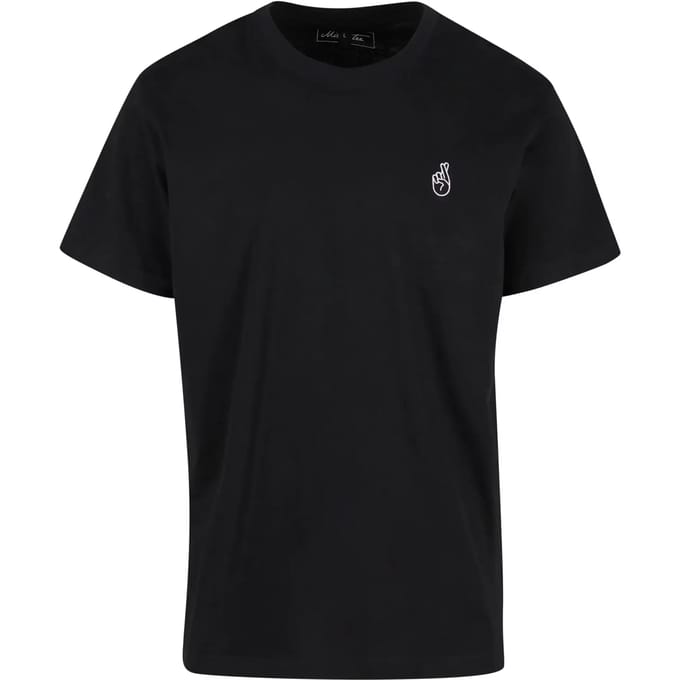 Mister Tee - Crossed Fingers Handsign EMB Heren Tshirt - M - Zwart