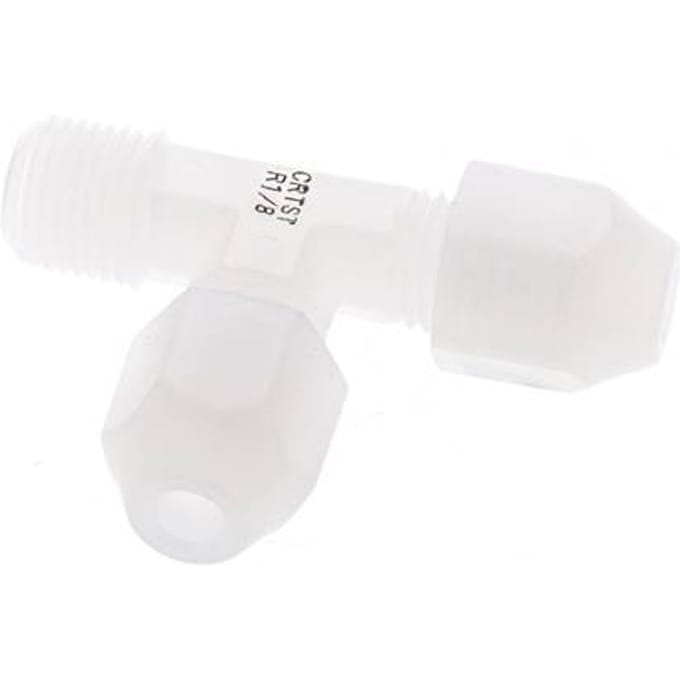 2x4mm & R1/8'' PVDF haakse slangkoppeling met buitendraad 10bar/145psi