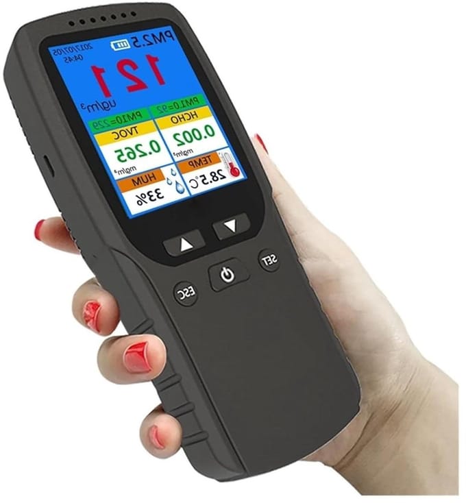 Luchtkwaliteit Tester - Luchtmeter Detector - Binnen Lucht Meten - Real-time Meting - 164mm - Zwart