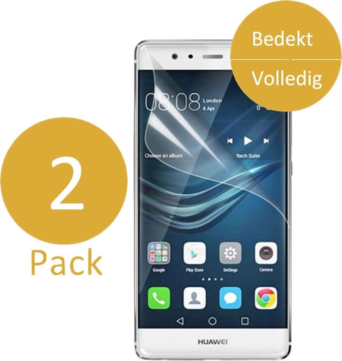 2x Screenprotector geschikt voor Huawei P9 - Glas PET Folie Screenprotector Transparant 0.2mm 9H (Full Screen Protector)