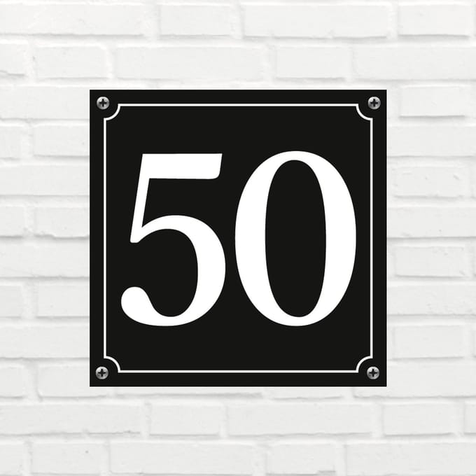 Huisnummerbord Mat zwart Deluxe - Nummer 50 - incl. bevestiging
