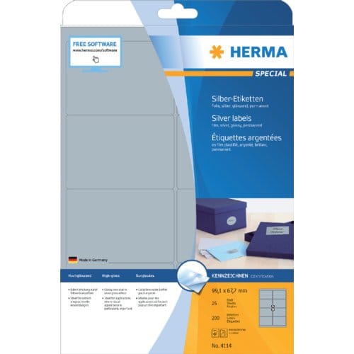 HERMA Etiketten folie zilver 99.1x67.7 A4 LaserCopy