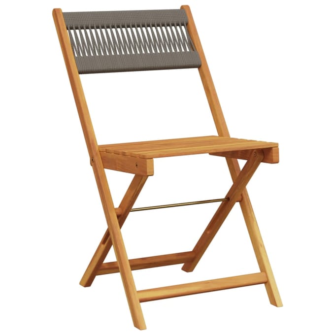 vidaXL - Opklapbare - stoelen, - 4 - stuks, - grijs, - massief - acaciahout
