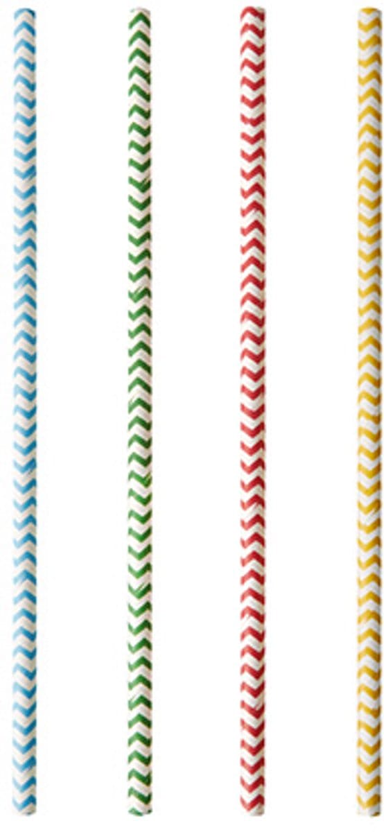10x 100 Drinkrietjes papier Ø 6 mm · 20 cm assorti kleuren Zig-Zag