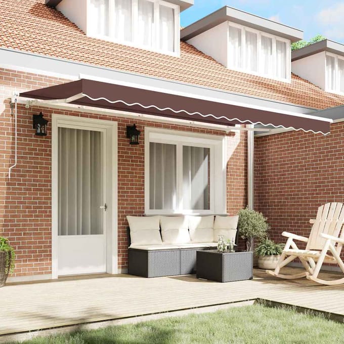 vidaXL - Uitschuifbare - luifel - Bruin - 400 - x - 200 - cm - Stof
