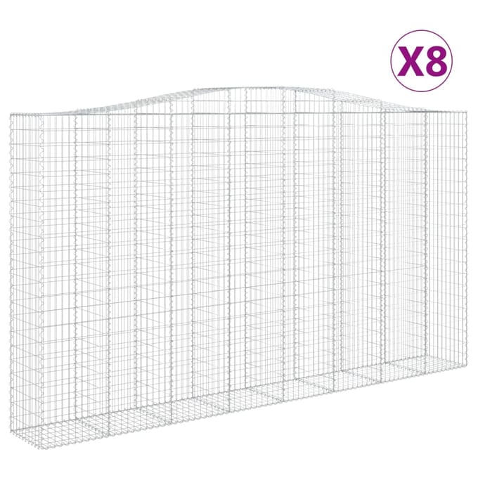 vidaXL - Schanskorven - 8 - st - gewelfd - 400x50x220/240 - cm - ijzer