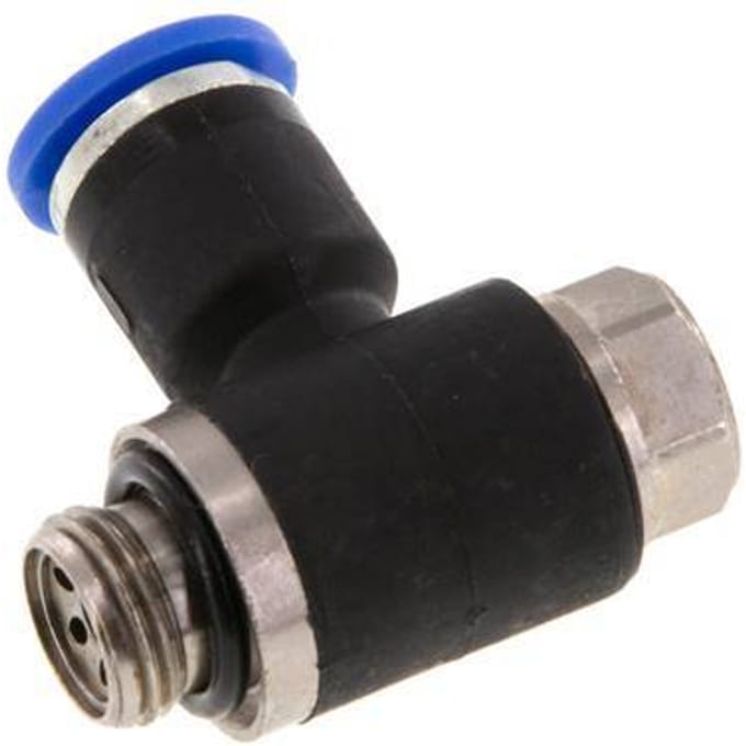 L-stuk Regelventiel 6 mm - G1/8'' Regeling-Uit Messing/Nylon Sleufschroef