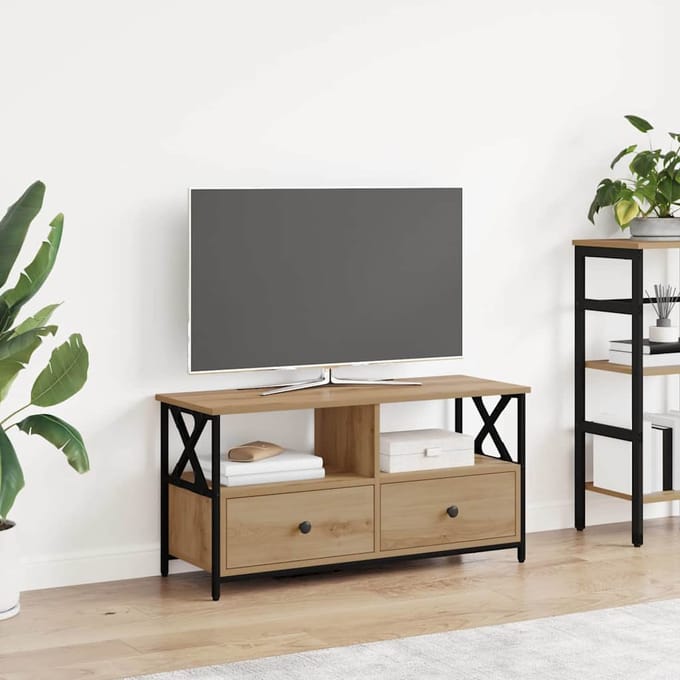 vidaXL TV-kast 90 x 33 x 45 cm Artisan Eiken Engineered hout en staal