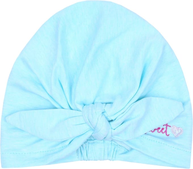 Turquoise meisjesmutsje met knoop