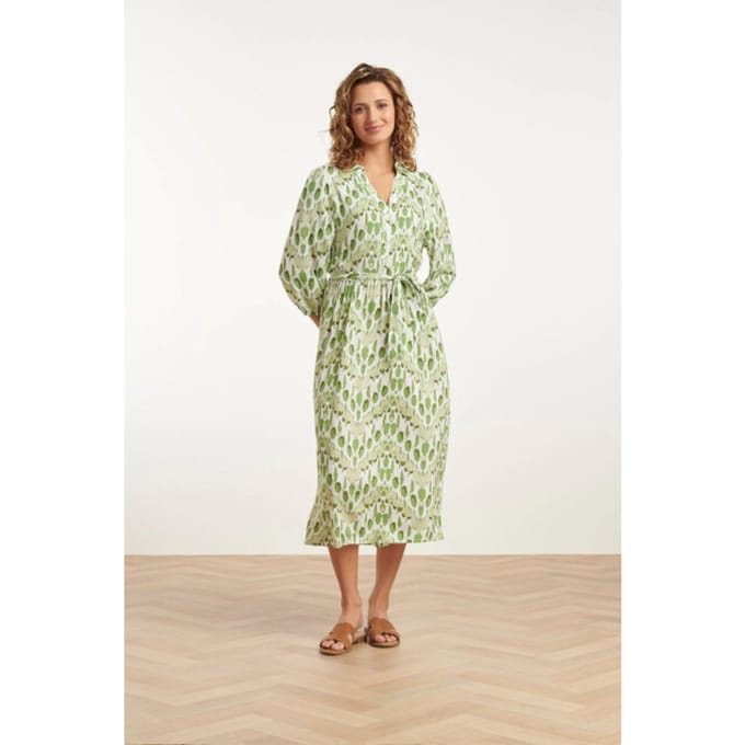Smashed Lemon 25032 v-hals midi jurk met slangenprint |