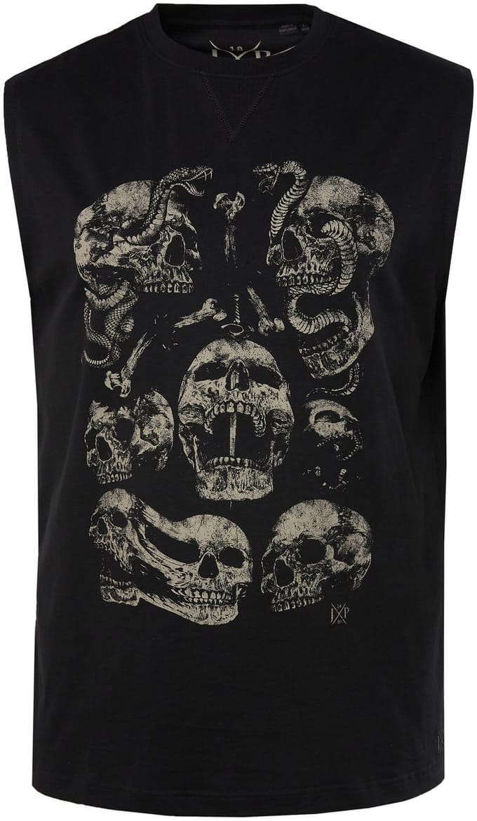 JP 1880 - Heren - Tanktop borstprint - Zwart - Maat 8XL