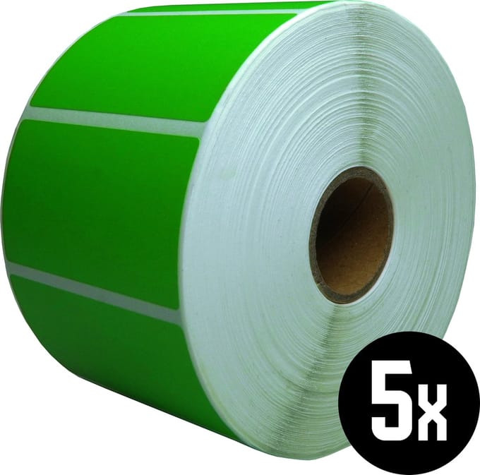 DULA Compatible Zebra Labels 57x32mm - 1500 etiketten per rol - kern 25mm - Groen - Permanent - 5 ro