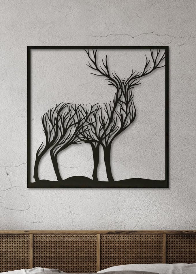 Wanddecoratie dieren | Hert van takken - M (40x40cm)