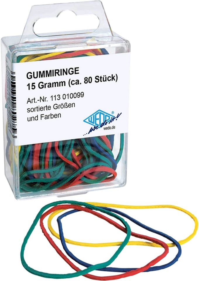 WEDO Elastieken, gemengde kleuren en maten